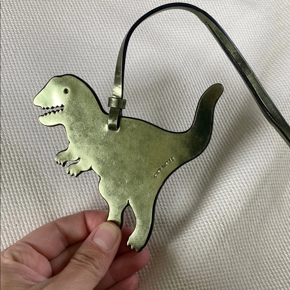 Coach Metallic Green Dinosaur Leather Bag Charm